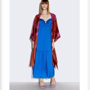 Zara blue satin effect maxi/midi dress